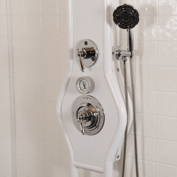 The VaVoom Vichy Shower Control Panel-White with White Frame